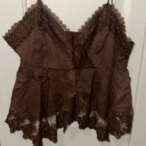 NWT Abercrombie Babydoll lace-trim cami - chestnut